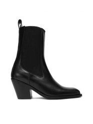 Gino Rossi Botki EO-KHAIR-9801 Czarny. Czarne botki damskie Gino Rossi, ze skóry, bez obcasa, na słupku, bez zapięcia. Za 379.99 zł.