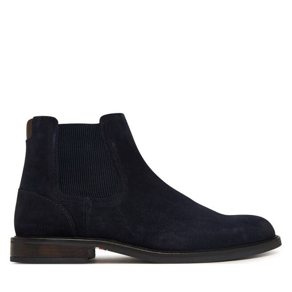 Sztyblety Tommy Hilfiger. Niebieskie botki męskie Tommy Hilfiger, bez wzorów, bez zapięcia. Za 649.99 zł.