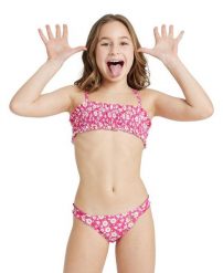 Strój kąpielowy dziewczęcy dwuczęściowy kostium na basen Arena Bikini. Białe stroje kąpielowe dla dziewczynek Arena, bez wzorów, z materiału. Za 91.98 zł.