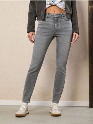 Spodnie jeansowe skinny - szary. Szare spodnie sportowe damskie Sinsay, l, bez wzorów, z jeansu. Za 69.99 zł.