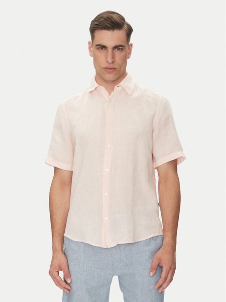 BOSS Koszula 50537382 Różowy Regular Fit. Czerwone koszule męskie Boss, m, bez wzorów, ze lnu, bez kołnierzyka, bez ramiączek. Za 219.99 zł.