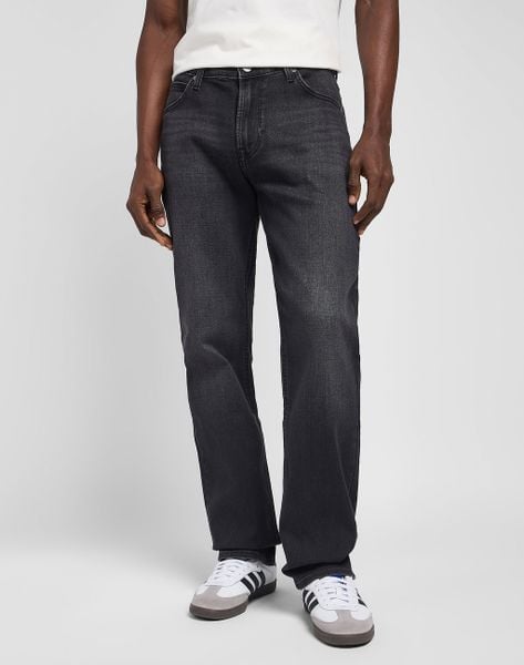 MĘSKIE SPODNIE LEE WEST BLACK USED 112339070. Czarne spodnie materiałowe męskie Lee, l, bez wzorów, z jeansu. Za 219.99 zł.
