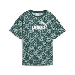 Damska luźna koszulka ESS GRAPHIC PUMA Green Moon. Zielone koszulki sportowe damskie Puma, s, bez wzorów, z gumy, bez kołnierzyka, bez ramiączek. Za 87.99 zł.