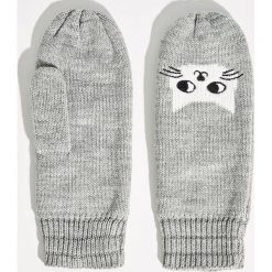 Rękawiczki z kotem - Jasny szar. Szare rękawiczki damskie Sinsay. Za 24.99 zł.