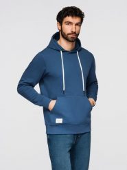 Bluza męska bawełniana dresowa BASIC kangurka z kapturem OM-SSBN-0270 - - Rozmiar: M. Czarne bluzy męskie Ombre Clothing, m, z aplikacjami, z bawełny, z kapturem. Za 169.99 zł.