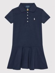 Polo Ralph Lauren Sukienka codzienna 312624740001 Granatowy Regular Fit. Niebieskie sukienki dla dziewczynek Polo Ralph Lauren, bez wzorów, z bawełny, bez ramiączek. Za 229.99 zł.