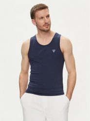 Guess Tank top U97M02 KCD31 Granatowy Regular Fit. Niebieskie t-shirty męskie Guess, m, z aplikacjami, z bawełny, bez kołnierzyka. Za 99.99 zł.