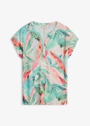 T-shirt z miękkiej mieszanki wiskozy. Zielone bluzki damskie bonprix, bez wzorów, z wiskozy, bez kołnierzyka, bez ramiączek. Za 92.99 zł.