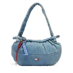 Torebka Tommy Jeans. Niebieskie torebki do ręki damskie Tommy Jeans, bez wzorów, z denimu, klasyczne, bez dodatków. Za 409.99 zł.