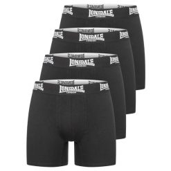 Bokserki Lonsdale West Challow (x4). Czarne bokserki męskie Lonsdale, s, bez wzorów, z bawełny. Za 151.50 zł.