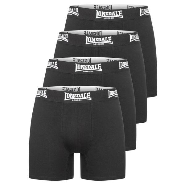 Bokserki Lonsdale West Challow (x4). Czarne bokserki męskie Lonsdale, s, bez wzorów, z bawełny. Za 133.50 zł.