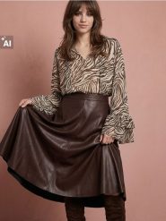 Spódnica midi z imitacji skóry - brązowy. Brązowe spódnice damskie Sinsay, l, bez wzorów, ze skóry, midi. Za 49.99 zł.