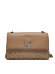 Calvin Klein Torebka Re-Lock Conv Shoulder Bag_Jqc K60K612641 Beżowy. Brązowe torebki do ręki damskie Calvin Klein, bez wzorów, z materiału, bez dodatków. Za 579.99 zł.