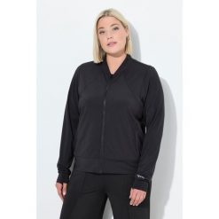 Damskie Bluza dresowa funkcyjna stójka otwór na kciuk z recyklingu. Czarne bluzy damskie Ulla Popken, plus size, bez wzorów, z dresówki, bez kaptura. W wyprzedaży za 223.99 zł.