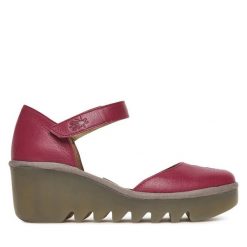 Półbuty Fly London. Fioletowe półbuty damskie Fly London, bez wzorów, bez obcasa, na koturnie, bez zapięcia. Za 509.99 zł.