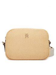 Tommy Hilfiger Torebka Popette Camera Bag Raffia AW0AW18525 Beżowy. Brązowe listonoszki damskie Tommy Hilfiger, bez wzorów, z syntetyku, bez dodatków. Za 409.99 zł.