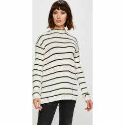 Trendyol - Sweter. Szare swetry damskie Trendyol, z dzianiny, z okrągłym kołnierzem. Za 69.90 zł.