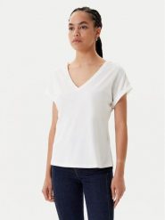 Morgan Bluzka 251-DORINA Biały Regular Fit. Białe bluzki damskie Morgan, xl, bez wzorów, z bawełny, bez kołnierzyka, bez ramiączek. Za 149.99 zł.