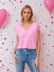 Koszulka loose - różowy. Czerwone t-shirty damskie Sinsay, l, bez wzorów, z bawełny, bez kołnierzyka. W wyprzedaży za 19.99 zł.