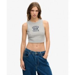 Krótki top waffle Athletic Essentials. Szare bielizna termoaktywna damska Superdry., bez wzorów, bez ramiączek, krótkie. Za 106.35 zł.