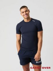 Bjorn_borg BORG ATHLETIC T-SHIRT z recyklingowanego poliestru – NIGHT SKY. Niebieskie t-shirty męskie Björn Borg, m, bez wzorów, z materiału, sportowe, bez kołnierzyka. Za 228.00 zł.