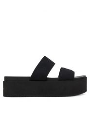 Calvin Klein Jeans Klapki Flatform Sandal Webbing In YW0YW01789 Czarny. Czarne klapki damskie Calvin Klein Jeans, bez wzorów, z jeansu, bez obcasa. Za 239.99 zł.