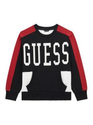 Guess Bluza L5BQ01 KAX74 Czarny Relaxed Fit. Czarne bluzy dla chłopców Guess, z aplikacjami, z bawełny, bez ramiączek, bez kaptura. Za 169.99 zł.