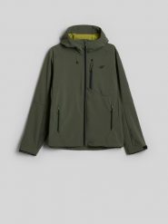 4F Kurtka softshell wiatroodporna membrana 8000 męska - khaki S. Brązowe kurtki męskie 4f, m, bez wzorów, z materiału, klasyczne, bez kaptura. Za 399.99 zł.