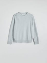 Strukturalny sweter z bawełny - jasnoniebieski. Niebieskie swetry przez głowę męskie Reserved, l, bez wzorów, z bawełny, bez kołnierzyka. W wyprzedaży za 49.99 zł.