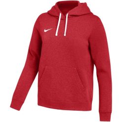 Bluza damska Nike Park 26 Fleece Hoodie. Czerwone bluzy damskie Nike, bez wzorów, z bawełny, bez kaptura, na fitness i siłownię. Za 186.99 zł.