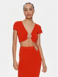Patrizia Pepe Bluzka 2K0261/K021-R825 Pomarańczowy Slim Fit. Brązowe bluzki damskie Patrizia Pepe, bez wzorów, z wiskozy, bez kołnierzyka, bez ramiączek. Za 1,289.00 zł.