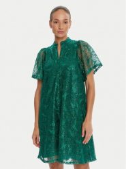 Bruuns Bazaar Sukienka koktajlowa Palm Philly BBW4541 Zielony Loose Fit. Zielone sukienki damskie Bruuns Bazaar, bez wzorów, z syntetyku, wizytowe, bez kołnierzyka, bez ramiączek. Za 719.99 zł.