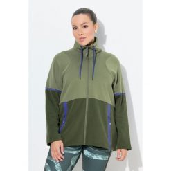 Damskie Bluza dresowa dwukolorowa stójka kieszenie z zamkiem błyskawicznym. Zielone bluzy damskie Ulla Popken, plus size, bez wzorów, z bawełny, bez kaptura. W wyprzedaży za 223.99 zł.