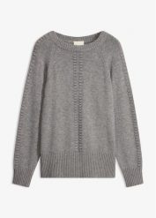 Sweter nietoperzowy z wiskozą. Żółte swetry damskie bonprix, bez wzorów, z wiskozy, bez kołnierzyka, bez ramiączek, bez kaptura. Za 129.99 zł.
