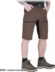 R.E.I.S. HOBBER-TS - Spodnie ochronne robocze do pasa krótkie nogawkami męskie canvas 65% poliester, 35% bawełna o 260 g/m2 - brązowo-czarny M. Brązowe spodnie materiałowe męskie R.E.I.S., m, bez wzorów, z bawełny. Za 76.60 zł.