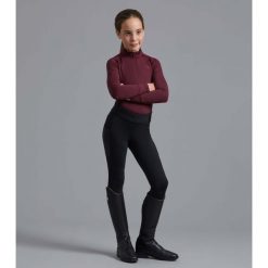 Dziewczęce legginsy jeździeckie z pełną przyczepnością Premier Equine Concerto. Czarne legginsy dla dziewczynek PREMIER EQUINE, bez wzorów. Za 345.50 zł.