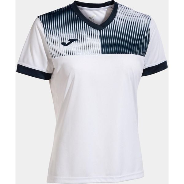 Ekologiczna Koszulka Damska Joma Eco Supernova Biała-Morska. Białe koszulki sportowe damskie Joma, bez wzorów, z poliesteru, sportowe, bez kołnierzyka. Za 176.99 zł.