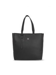 Tommy Hilfiger Torebka Th Soft Tote AW0AW15527 Czarny. Czarne torebki do ręki damskie Tommy Hilfiger, bez wzorów, ze skóry, bez dodatków. Za 519.99 zł.