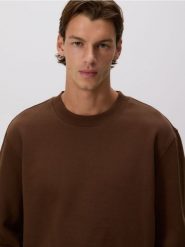 Gładka bluza z bawełną - brązowy. Brązowe bluzy męskie Reserved, l, bez wzorów, z bawełny, bez kaptura. Za 109.99 zł.