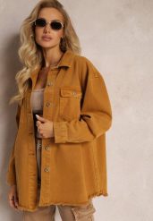 Brązowa Bawełniana Jeansowa Kurtka Oversize z Kieszeniami i Metalowymi Guzikami Malvo. Brązowe kurtki damskie Renee, l, bez wzorów, z bawełny, bez kaptura. Za 99.99 zł.