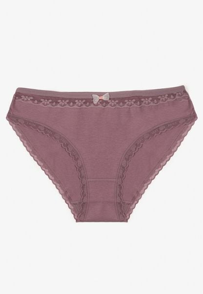 Fioletowe Bawełniane Majtki Typu Figi z Koronką i Kokardą Zeteria. Fioletowe figi damskie Born2be, l, bez wzorów, z bawełny. Za 9.99 zł.