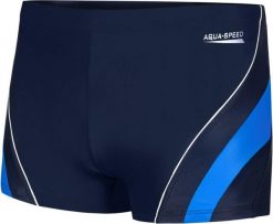 Spodenki pływackie męskie Aqua Speed Dennis. Niebieskie kąpielówki męskie Aqua-Speed, l, bez wzorów, z dzianiny, na fitness i siłownię. Za 74.90 zł.