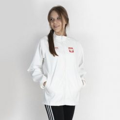 Kurtka reprezentacji przeciwdeszczowa dla dziewcząt model 713. Białe kurtki i płaszcze dla dziewczynek Pros, bez wzorów, bez kaptura. Za 199.99 zł.