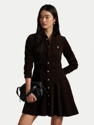 Polo Ralph Lauren Sukienka koszulowa 211972069002 Brązowy Regular Fit. Brązowe sukienki damskie Polo Ralph Lauren, bez wzorów, z bawełny, bez kołnierzyka, bez ramiączek, koszulowe. Za 1,039.00 zł.