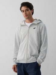 4F Bluza dresowa regular z kapturem męska - szara L. Szare bluzy męskie 4f, l, bez wzorów, z dresówki, z kapturem. Za 169.99 zł.