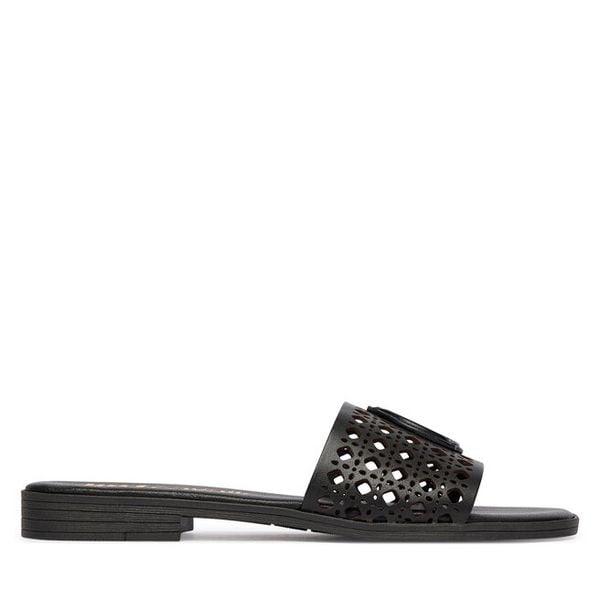Klapki Just Cavalli. Czarne klapki damskie Just Cavalli, bez wzorów, bez obcasa. Za 360.99 zł.