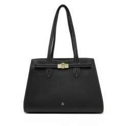 Torebka Aigner. Czarne torebki do ręki damskie Aigner, bez wzorów, bez dodatków. Za 2,609.00 zł.