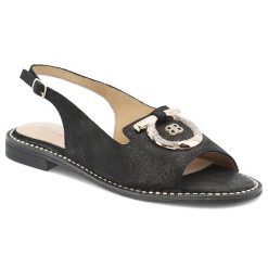 Czarne Sandały S.Barski Eleganckie Obuwie Damskie. Czarne klapki damskie S.BARSKI, z aplikacjami, bez obcasa, na płaskiej podeszwie, bez zapięcia. Za 179.00 zł.