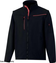 SOCCIA - BLUZA SOFTSHELL 96% POLIESTER 4% ELASTAN - ODPINANE RĘKAWY - granatowo-czarny S. Czarne bluzy męskie DELTA PLUS, m, bez wzorów, z elastanu, bez kaptura. Za 307.59 zł.