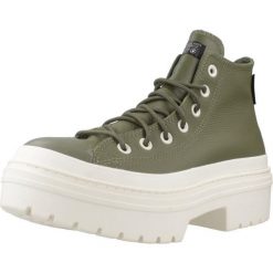 Buty CONVERSE CHUCK TAYLOR ALL STAR LUGGED HEEL PLATFORM WATERPROOF Zielony. Zielone obuwie sportowe damskie Converse, bez wzorów, ze skóry. Za 380.99 zł.